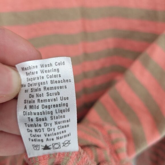 Fresh produce Womens XS Small peach pink gray striped top asymmetrical hem - Picture 6 of 9